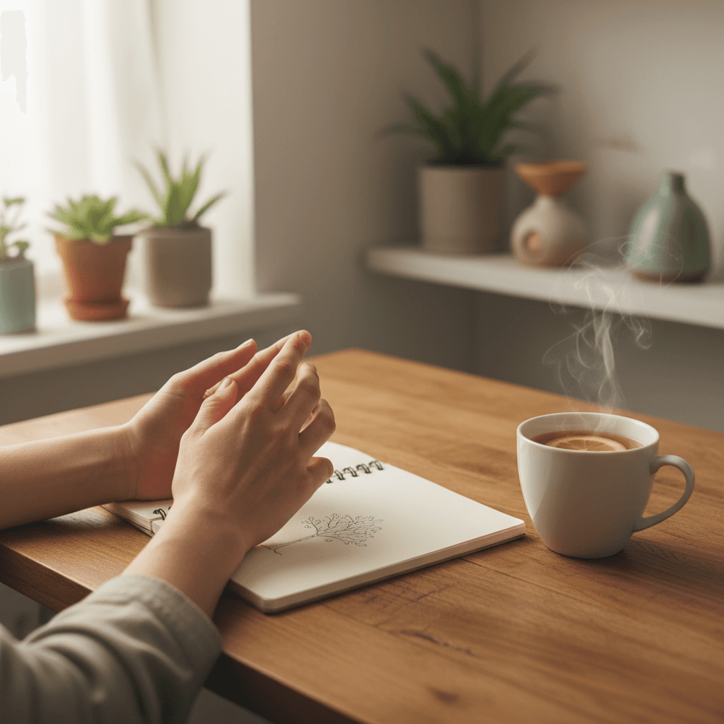 Person journaling in notebook