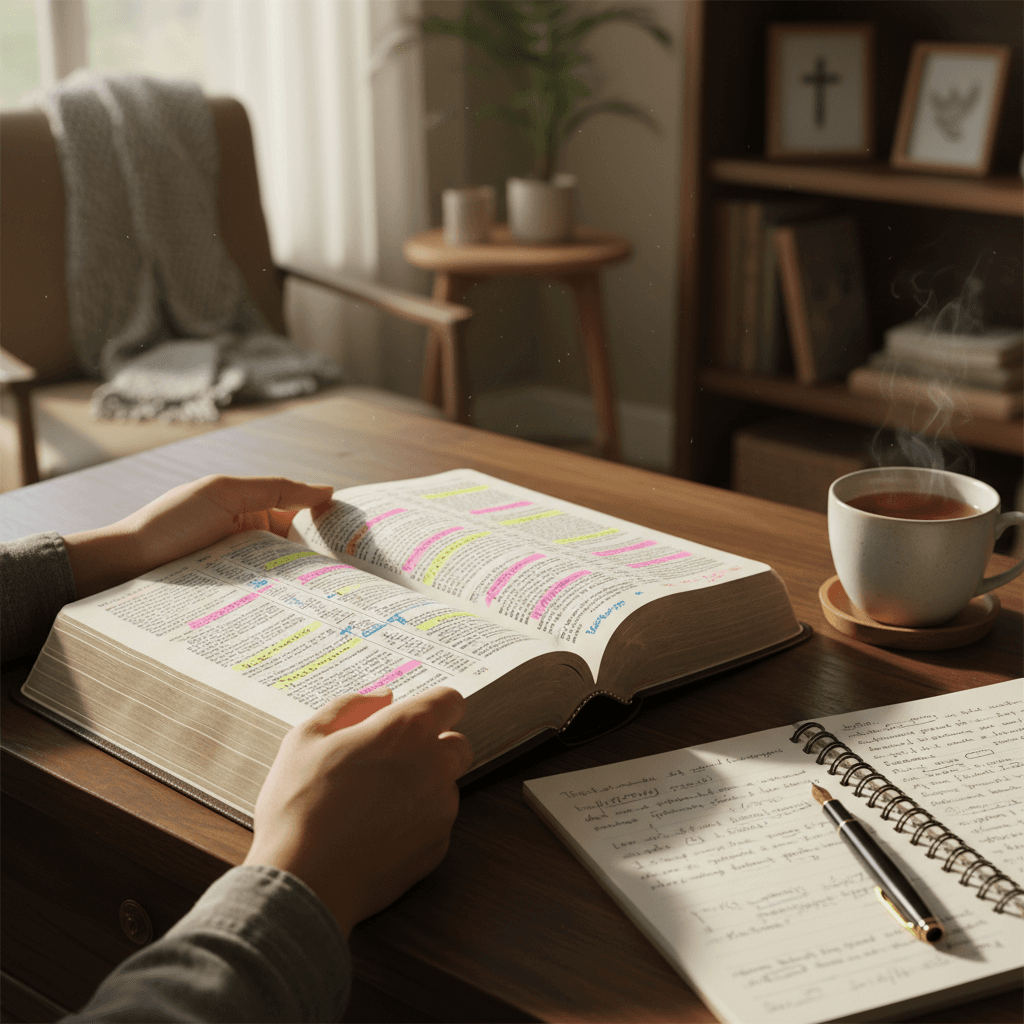 Open Bible in quiet space